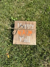 Happy Fall Ya’ll Wooden Block Sign Aprox 5” By 6”