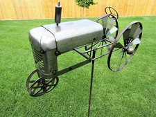 Metal Farm Tractor Spinner Propeller Yard Garden Stake Windmill Whirly-Gig