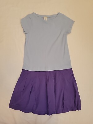 Girls Crewcuts Purple Skirt Blue Knit Top Dress Size 12 EUC