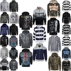 MENS HOODED SWEATSHIRT PRINTED HOODIES ZIP UP FRONT TOPS GYM JUMPERS HOODY S-6XL