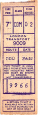 Bus ticket: London Transport Gibson, machine 9009