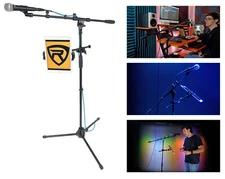 Rockville RVMIC5 V2 Pro Audio Tripod Microphone Mic Stand w/Boom+iPad Holder+Bag