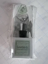 2009 Kate Aspen Lovebirds Chrome Wine Bottle Stopper New NIB Silver Metal Bird