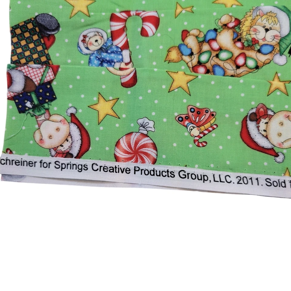 Bazoople Christmas Fabric Springs Creative 22x44 Animals Candy Star Cotton Quilt - Image 3 of 4