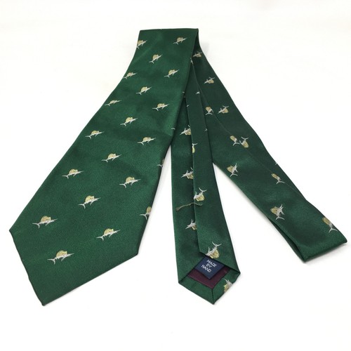 Polo Ralph Lauren Wide Tie Green Sailfish Silk Handmade USA Necktie Fishing - Picture 3 of 7
