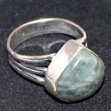 925 Silver Plated Aquamarine Ring Handmade Gemstone Jewelry Size US 7 GW