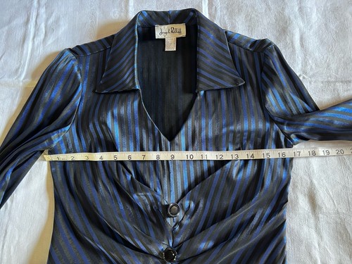 Ladies Joseph Ribkoff Metallic Blue And Black Rushed Top Size 8 Uk - Picture 9 of 10