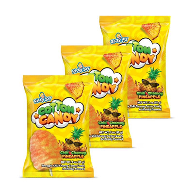 3pk Ricky Joy Pineapple Chili Chamoy Cotton Candy (3 oz Each) EXP MAY 27 2026