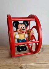Vintage Walt Disney Productions Plastic Mickey Mouse Toy Rolling Wheel Circus