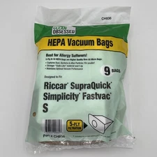 Clean Obsessed HEPA Vacuum Bags Riccar SupraQuick Simplicity S 5-Ply 9 Pack