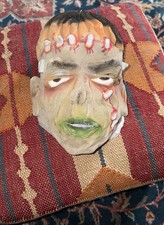 Vtg Frankenstein Rubber Latex Adult Halloween Front Face Mask Ultra Rare READ