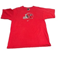 Vtg Nike Team Georgia Bulldogs MEDIUM T-Shirt Center Check Swoosh Faded RED
