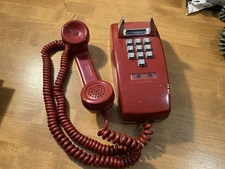 Red Vintage Western Electric 1554B 10 button Touch-Tone Wall Phone