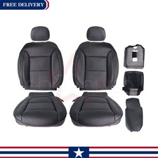 2019 2020 2021 2022 For Chevy Silverado Front Bottomtop Leather Seat Cover Blk