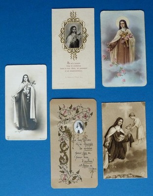 Santino Holy Card 5 Gottesbilder Heilige Therese vom Jesuskind bemalt geprägt