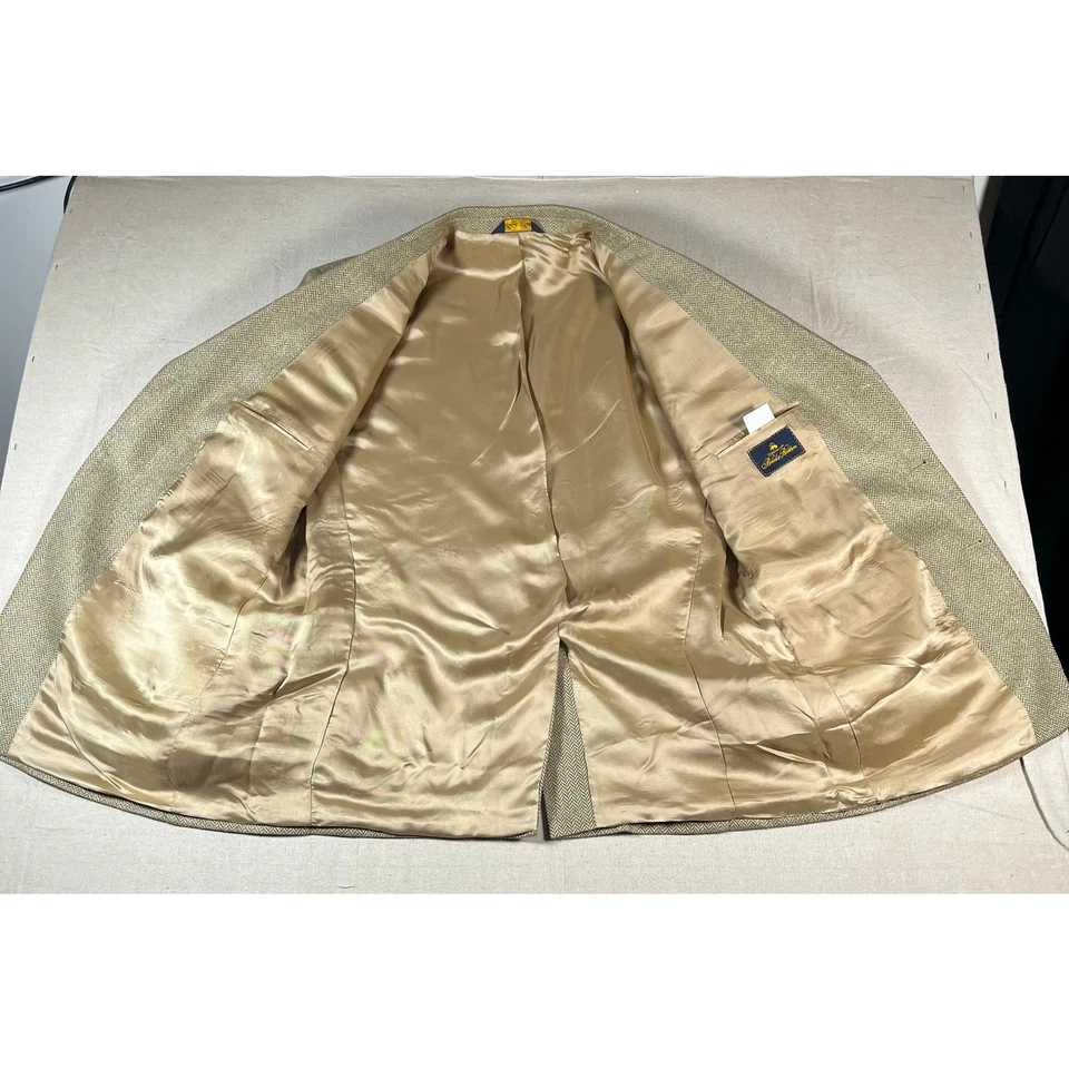 Спортивное пальто Brooks Brothers, мужское 48R золото шелк шерсть елочка Academia - Изображение 4 из 4