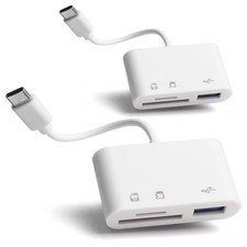 2 Pack SD Card Reader for Android, Micro to USB Adapter, White