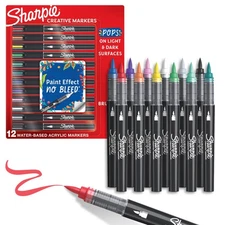 Sharpie Creative Markers, Water-Based Acrylic Markers, Brush Tip,Assorted Colors