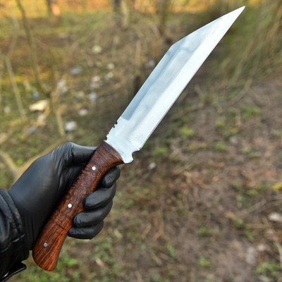 15''HAND MADE FIXED BLADE SEAX KNIFE DROP POINT BLADE PREMIUM WOOD HANDLE 2426