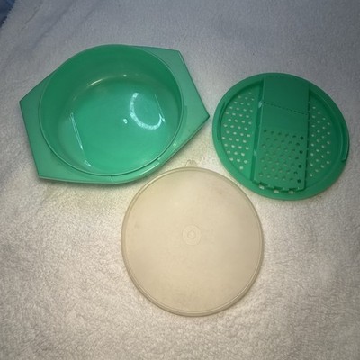 VINTAGE Tupperware Green Grater / Slicer / Strainer + Bowl + Lid 3 Piece Set