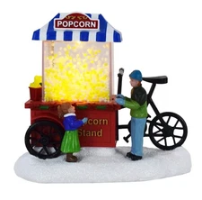 St Nicholas Square Village - POPCORN CART STAND - LED Lighted  -New