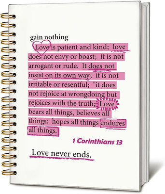 Pink Christian Journal: 1 Corinthians 13 Bible Notebook for Women, 5.5x8.3 Inch