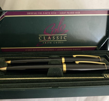 Vintage Cross Solo Classic Pen Pencil Set Black Gold Unused Boxed 0.5mm Gift Set