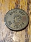At Liberty Lunch Good For 5¢ In Trade Brass Token Nickel Size Cadillac Michigan — photo 2