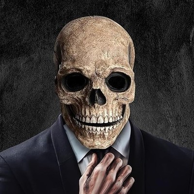 Full Head Skull Mask with Movable Jaw Halloween Creepy Realistic Latex Mask
