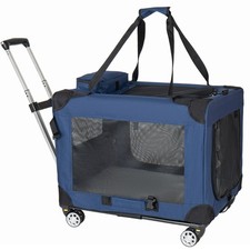 2 in 1 24'' Collapsible Travel Dog Crate for Medium Large Dogs Dark Blue NEW