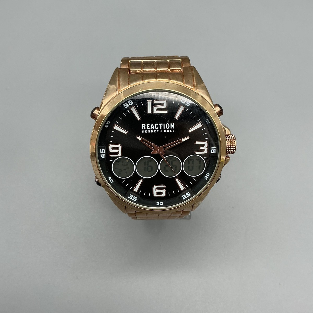 Kenneth Cole Reaction Mens Watch 51mm Gold Tone Analog Digital New 