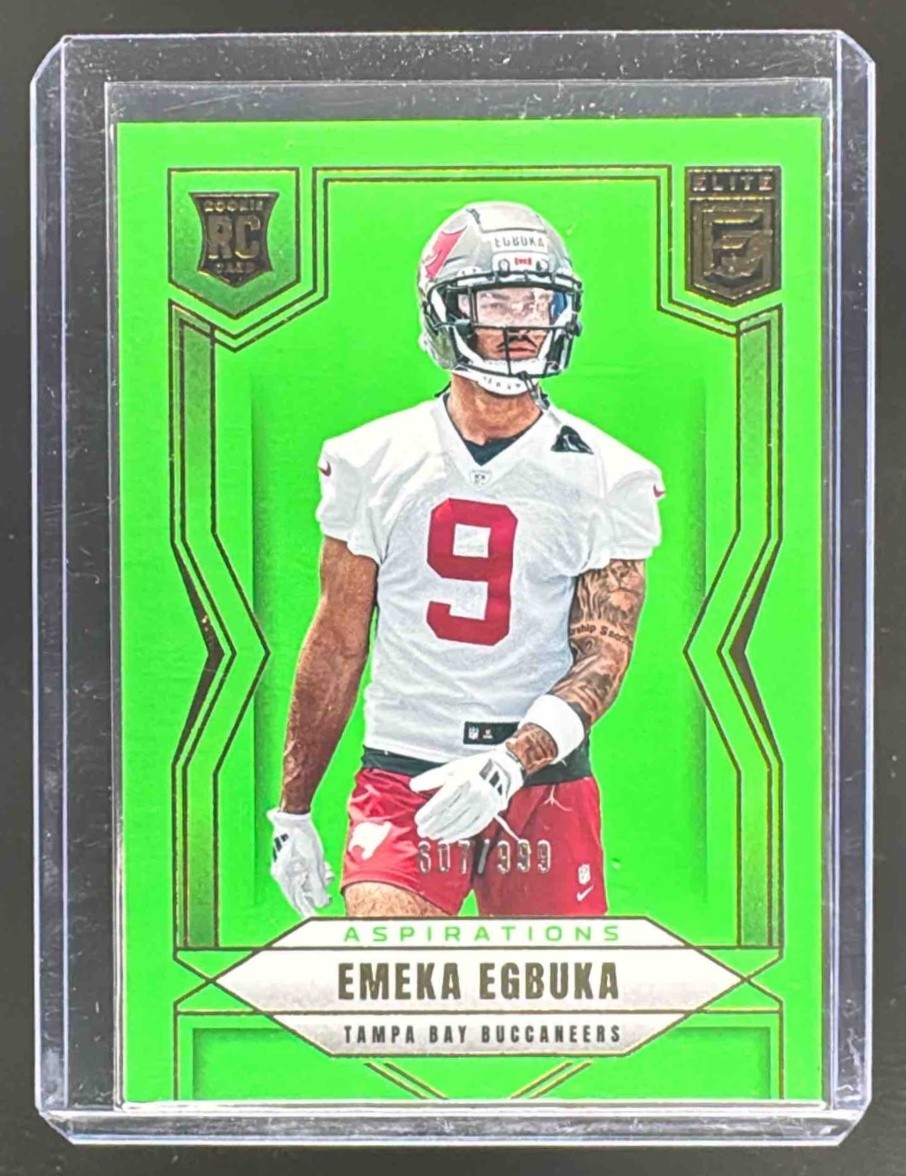 Emeka Egbuka 2025 Panini Donruss Elite 102 Aspirations Lime Green Rookie RC /999
