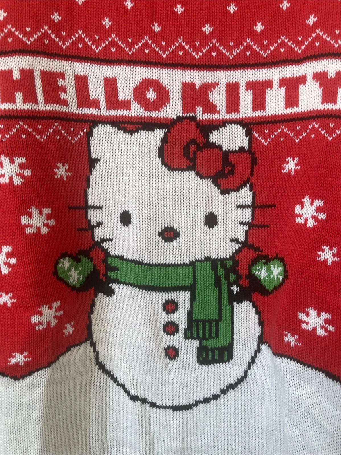Hello Kitty Ugly Christmas Sweater Women Size Large Red White Very Cute