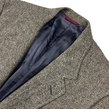 Hart Schaffner Marx Men's Wool Tweed Leather Button /Elbows Blazer Gray 44S