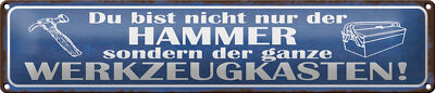 Blechschild Spruch 46x10cm du bist nicht nur der Hammer sondern Werkzeugkasten