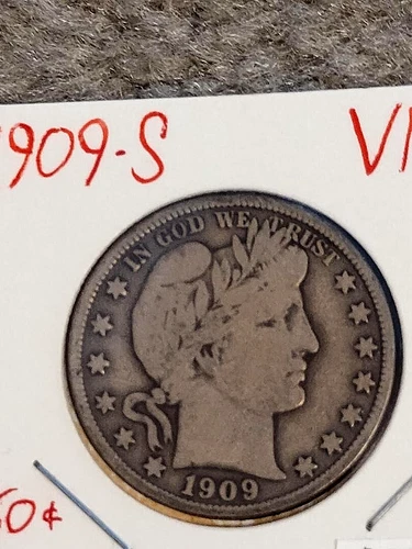 1909 S BARBER HALF DOLLAR 50C NICE VF NOT CLEANED