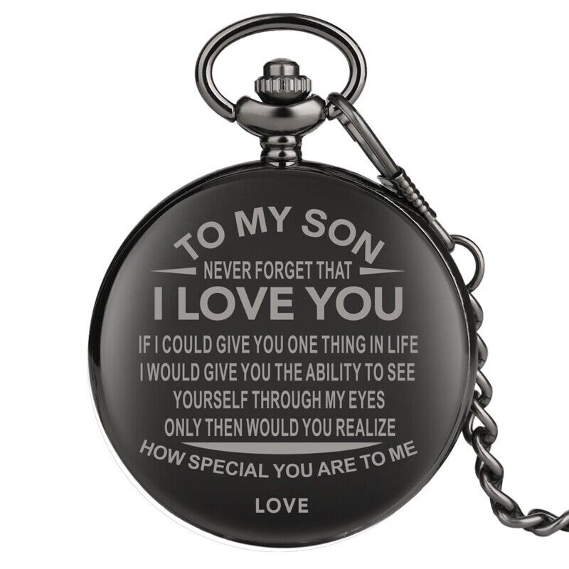 Personalized Analog Quartz Pocket Watch for Family Dad Mom Gift with Chain
