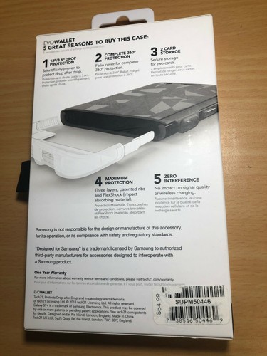 Tech21 Evo Wallet Case Credit Cards Holder For Samsung Galaxy S9+ Plus Black NEW - Picture 2 of 6