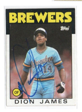 DION JAMES MILWAUKEE BREWERS 1986 ROOKIE TOPPS  IP/TTM AUTOGRAPH AUTO