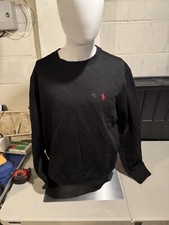 Polo Ralph Lauren black red horse pony fleece pullover crewneck sweatshirt RL L