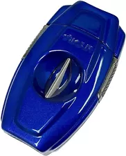 Xikar VX2 V-Cut Cigar Cutter, Up to 70 Ring Gauge, Spring-Loaded , Blue