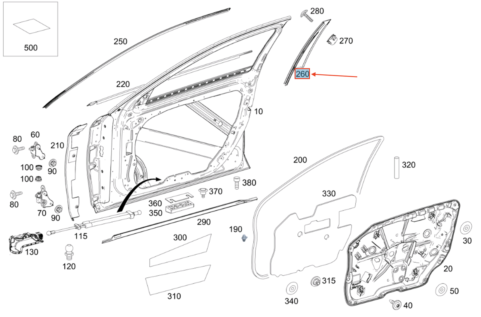 MERCEDES-BENZ S W222 Front Left Door Trim Molding A2226981901
