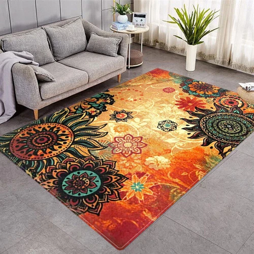Retro Floral Patchwork Floor Rug Soft Door Mat Anti-slip Living Bedroom Carpet 2 - Picture 12 of 25