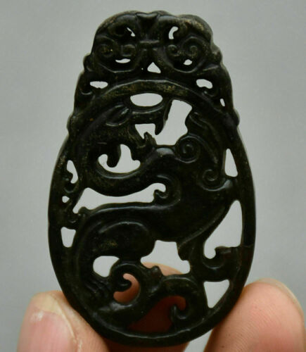 5CM Rare Chinese Hongshan Culture Old Jade Pei Dragon Beast Yubi Amulet Pendant - 第 1/4 張圖片