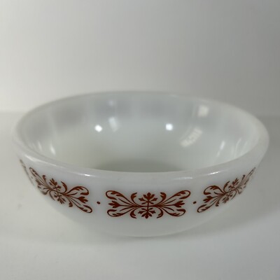 Vintage Corning Decor 705-14 Cereal/Soup/Dessert Bowl White/Brown