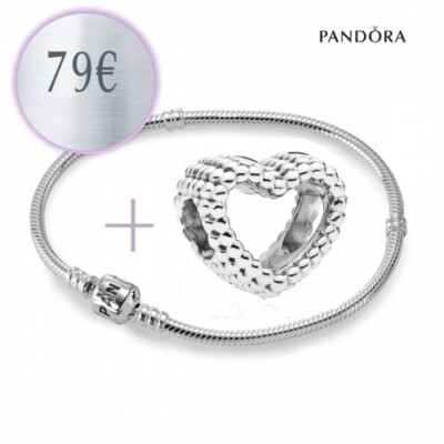 PANDORA Starterset - Armband und Herz Charm 797058 aus 925er Sterlingsilber