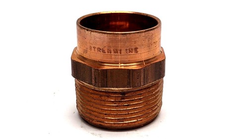 Streaml 1-1/4" MNPT Threaded Copper Fitting to 1-1/4" Tube Adapter Sweat Fitting