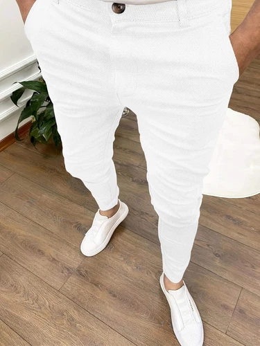 Mens Slim Fit Casual Work Pants Skinny Stretch Business Office Formal Trousers - Picture 9 of 33