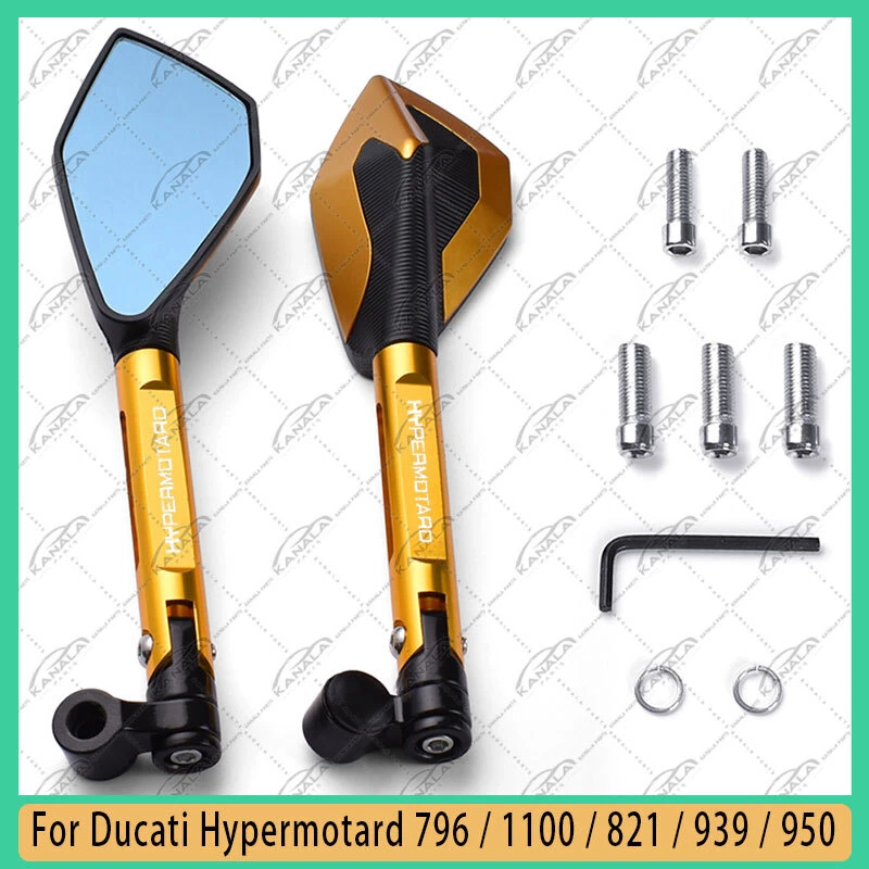 Rear View Mirrors Blue Anti-glare / For Ducati Hypermotard 796 1100 821 939 950 - Image 3 of 4