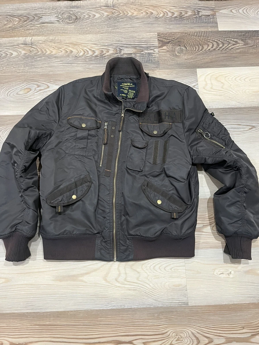 Alpha Industries MA 1 Jacket Size XL Brown Military Full Zip Air